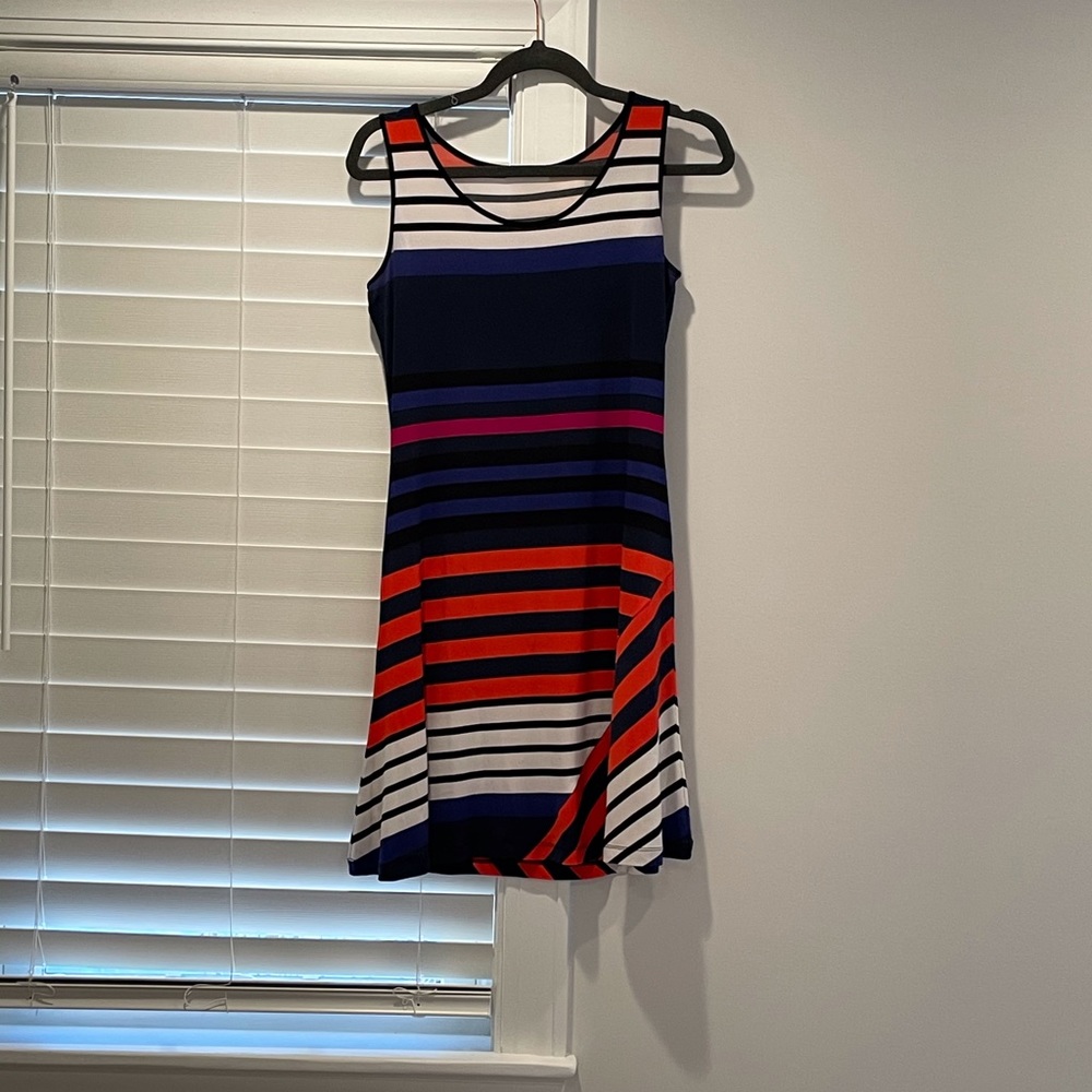 Calvin Klein Geometric Stripe Cocktail Dress